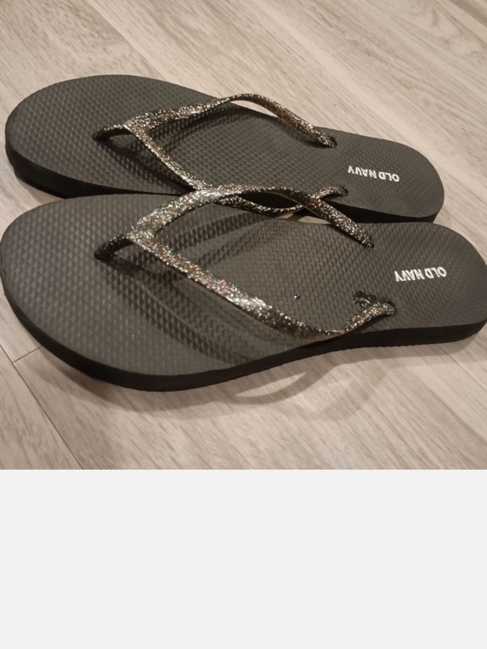 Old Navy Black Flip Flops with Sparkle Straps